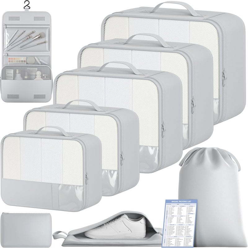 BAGAIL 9 Set Packing Cubes with Packing List Luggage Packing Organizers for Travel Accessories - Image 1